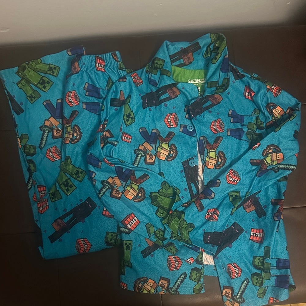 Pixel Pals Kids Pajama Set - Blue and Green